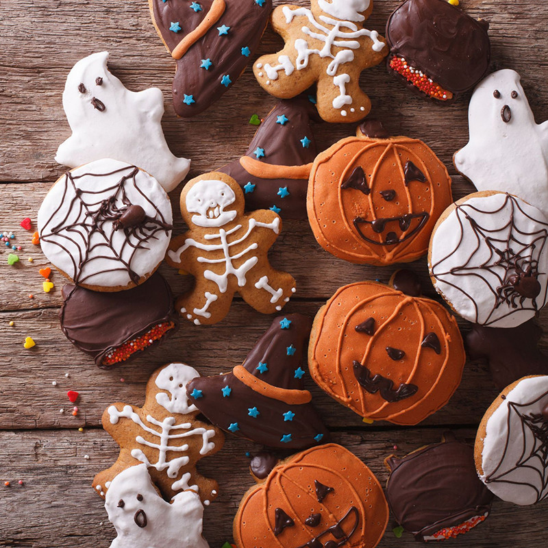 7 tk küpsiseküpsis DIY vorm Halloween Fondant küpsised ümmargused lilled koogi lõikur Köögis küpsetamine reljeefne vormi küpsetustööriist