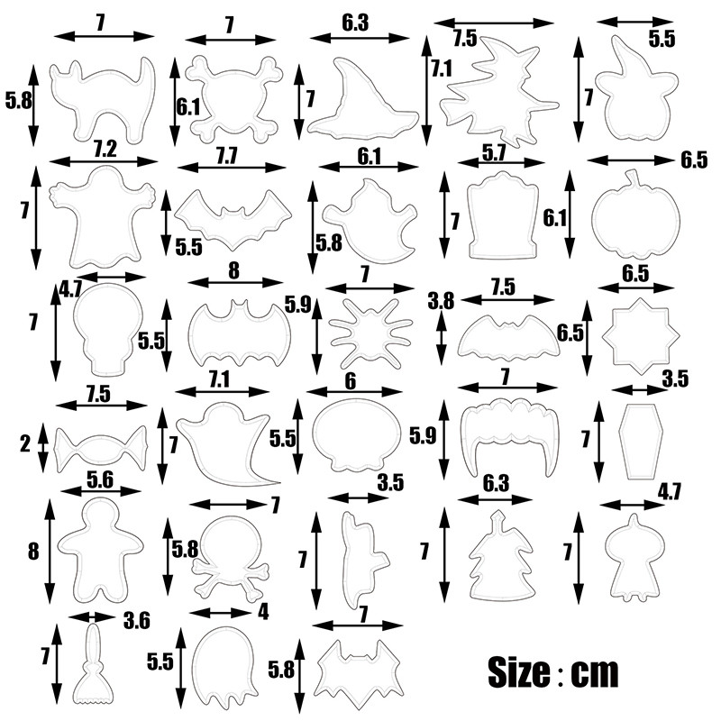 7 tk küpsiseküpsis DIY vorm Halloween Fondant küpsised ümmargused lilled koogi lõikur Köögis küpsetamine reljeefne vormi küpsetustööriist