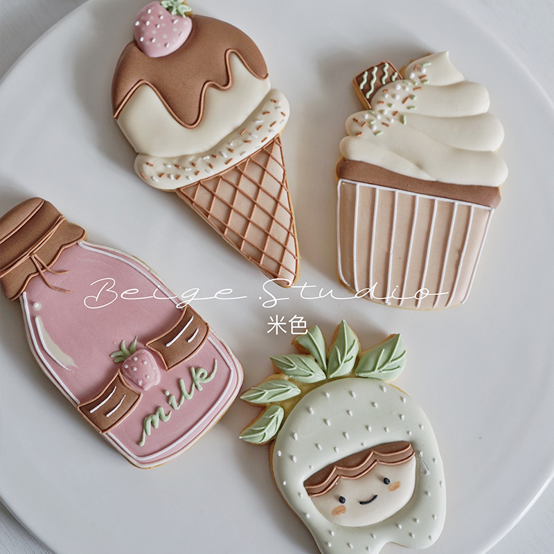 Lastepäeva küpsiselõikur maasikapudel Jäätise kuju Kujutatud küpsisevormid Fondant koogi kaunistamiseks tööriistad Sugarcraft