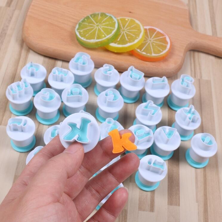 Küpsetustaigna vorm kiri fondant küpsise lõikur 26 tk ülemist väiketähest ja 10 tk numbriga koogi kaunistamise tööriistad GYH