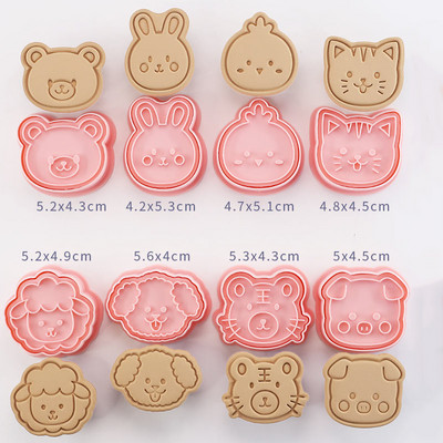 8 kom/set plastični kalup za kolače 3D u obliku crtanih životinja koji se može pritisnuti kalup za keks Panda Pečat za kolače Kuhinjsko pečenje kolača Posuda za pečenje