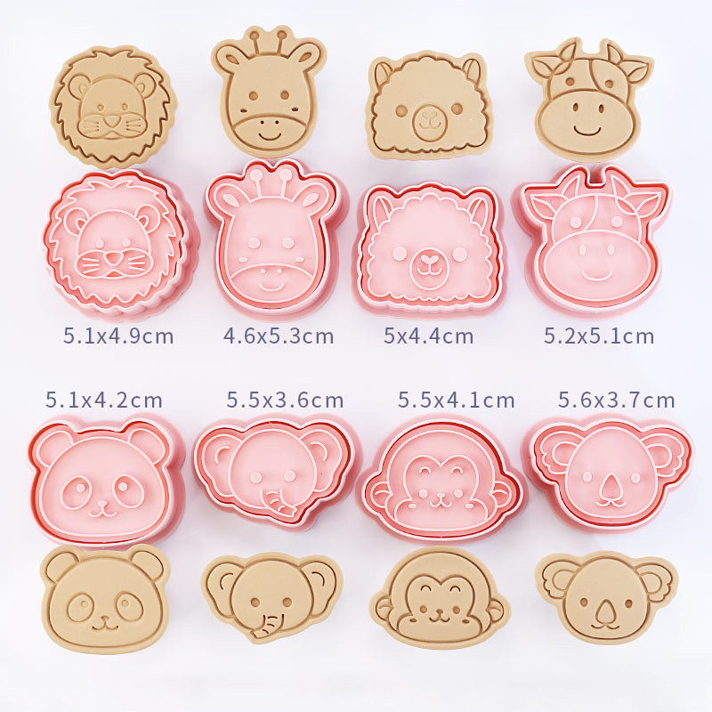 8 kom/set plastični kalup za kolače 3D u obliku crtanih životinja koji se može pritisnuti kalup za keks Panda Pečat za kolače Kuhinjsko pečenje kolača Posuda za pečenje