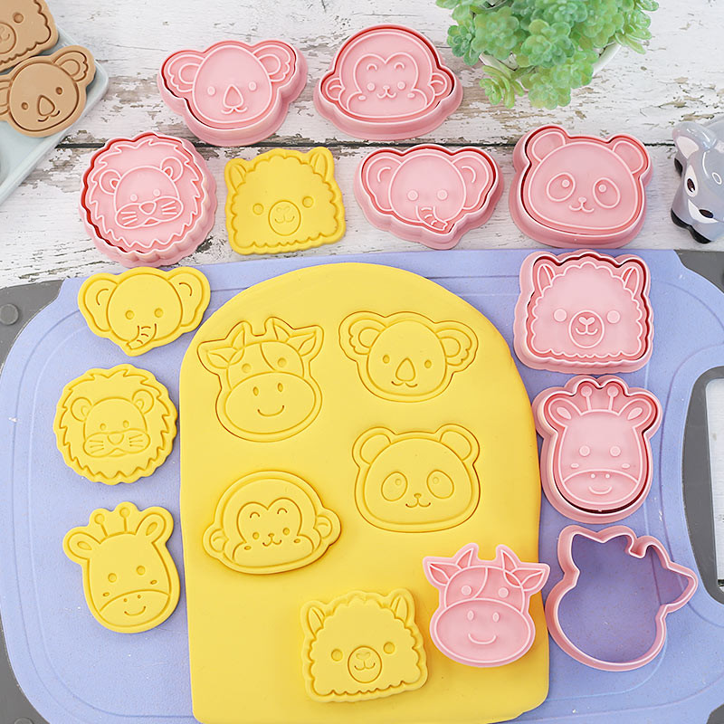 8 kom/set plastični kalup za kolače 3D u obliku crtanih životinja koji se može pritisnuti kalup za keks Panda Pečat za kolače Kuhinjsko pečenje kolača Posuda za pečenje