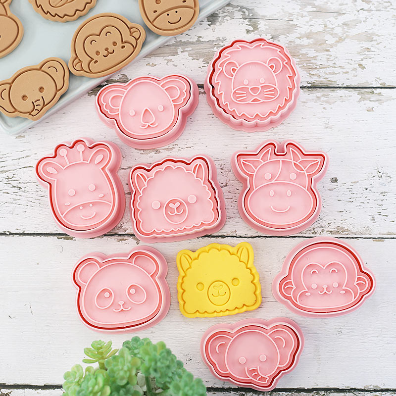8 kom/set plastični kalup za kolače 3D u obliku crtanih životinja koji se može pritisnuti kalup za keks Panda Pečat za kolače Kuhinjsko pečenje kolača Posuda za pečenje