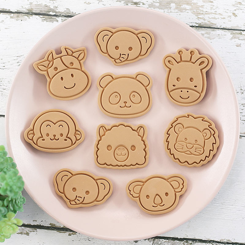 8 kom/set plastični kalup za kolače 3D u obliku crtanih životinja koji se može pritisnuti kalup za keks Panda Pečat za kolače Kuhinjsko pečenje kolača Posuda za pečenje