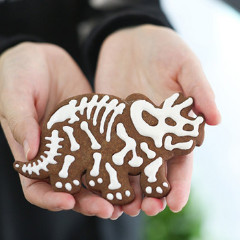 3 τμχ Σετ Κόφτες μπισκότων Dinosaur Mold Fondant DIY Εργαλεία ψησίματος φόρμα για κέικ Χριστουγεννιάτικο 3D Fondant Κόφτης μπισκότων Σφραγίδα για παιδιά