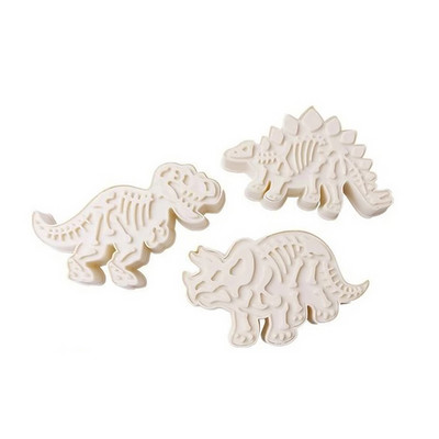 3 τμχ Σετ Κόφτες μπισκότων Dinosaur Mold Fondant DIY Εργαλεία ψησίματος φόρμα για κέικ Χριστουγεννιάτικο 3D Fondant Κόφτης μπισκότων Σφραγίδα για παιδιά