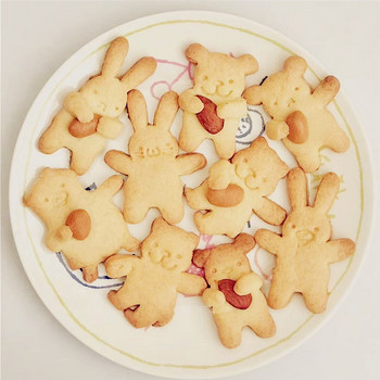 4 τεμ/Σετ Κινούμενα σχέδια Ζώα Κόφτες για μπισκότα Φόρμες Χαριτωμένο γουρουνάκι σε σχήμα κουνελιού Εργαλεία ψησίματος Κέικ Diy για Παιδιά Φόρμα χειρός