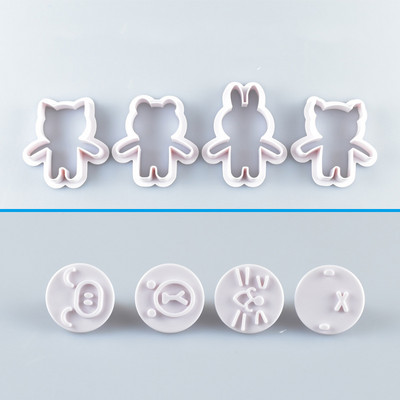 4 bucăți/set forme de tăiat prăjituri cu animale din desene animate matrițe drăguț porc urs în formă de iepure unelte pentru copt pentru prăjituri bricolaj pentru copii matriță de mână