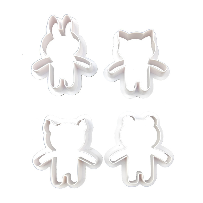 4 bucăți/set forme de tăiat prăjituri cu animale din desene animate matrițe drăguț porc urs în formă de iepure unelte pentru copt pentru prăjituri bricolaj pentru copii matriță de mână
