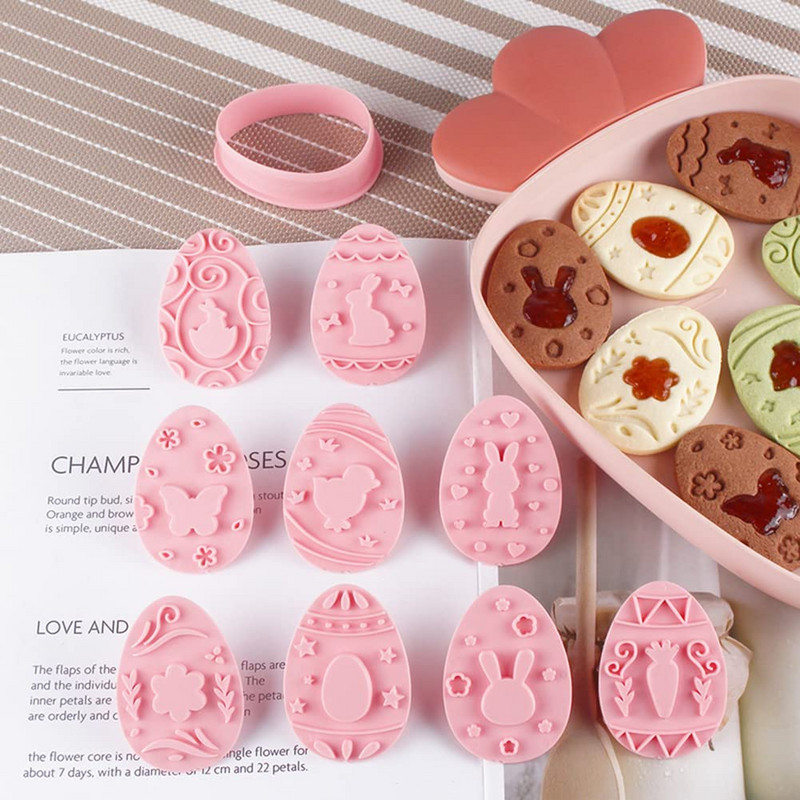 2023 Πασχαλινά μπισκότα Κόφτης Πλαστική σφραγίδα μπισκότων κουνελιού κουνελιού για ψήσιμο 3D φόρμα αυγών Εργαλεία ζαχαροπλαστικής αξεσουάρ