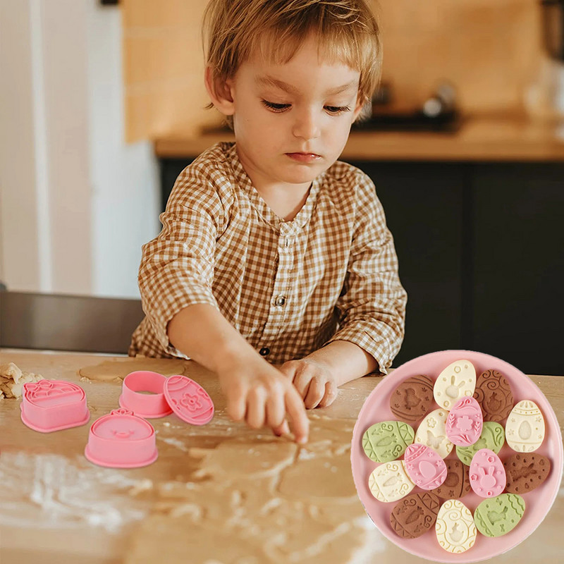 2023 Πασχαλινά μπισκότα Κόφτης Πλαστική σφραγίδα μπισκότων κουνελιού κουνελιού για ψήσιμο 3D φόρμα αυγών Εργαλεία ζαχαροπλαστικής αξεσουάρ