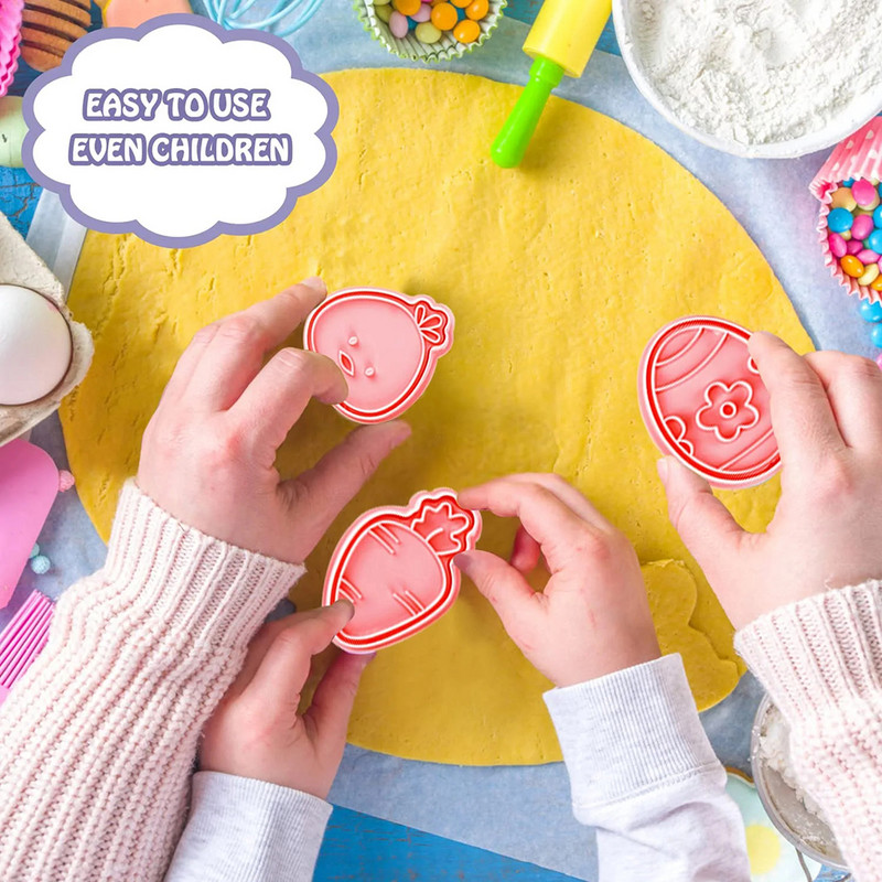 2023 Πασχαλινά μπισκότα Κόφτης Πλαστική σφραγίδα μπισκότων κουνελιού κουνελιού για ψήσιμο 3D φόρμα αυγών Εργαλεία ζαχαροπλαστικής αξεσουάρ