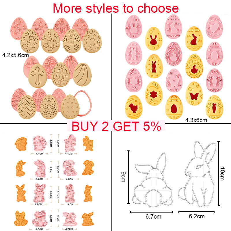 2023 Πασχαλινά μπισκότα Κόφτης Πλαστική σφραγίδα μπισκότων κουνελιού κουνελιού για ψήσιμο 3D φόρμα αυγών Εργαλεία ζαχαροπλαστικής αξεσουάρ