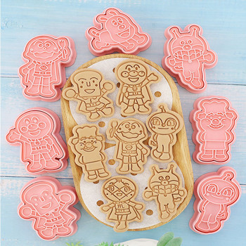 8 τεμάχια/σετ Κόφτες για μπισκότα κινουμένων σχεδίων τρισδιάστατη πλαστική φόρμα μπισκότων που πιέζεται με σφραγίδα μπισκότων κουζίνας Εργαλείο ψησίματος ζαχαροπλαστικής