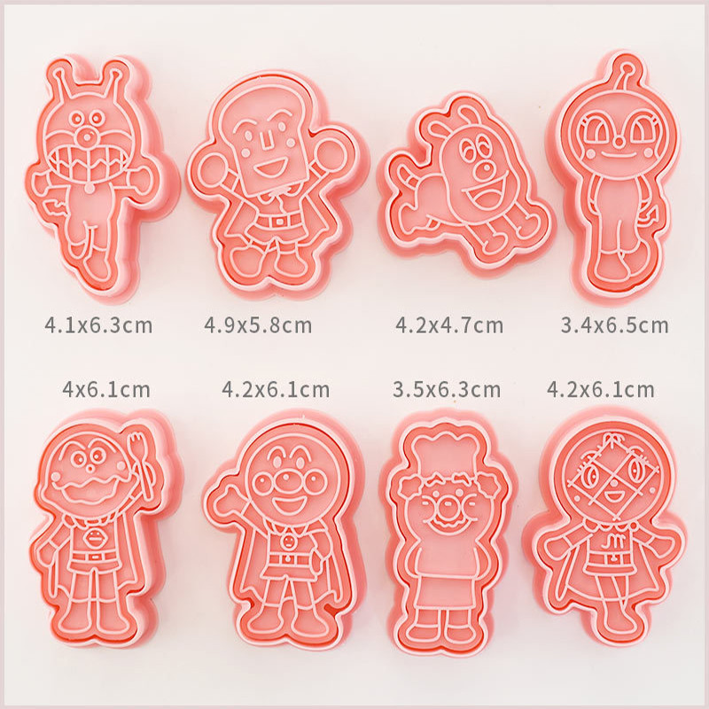 8 τεμάχια/σετ Κόφτες για μπισκότα κινουμένων σχεδίων τρισδιάστατη πλαστική φόρμα μπισκότων που πιέζεται με σφραγίδα μπισκότων κουζίνας Εργαλείο ψησίματος ζαχαροπλαστικής