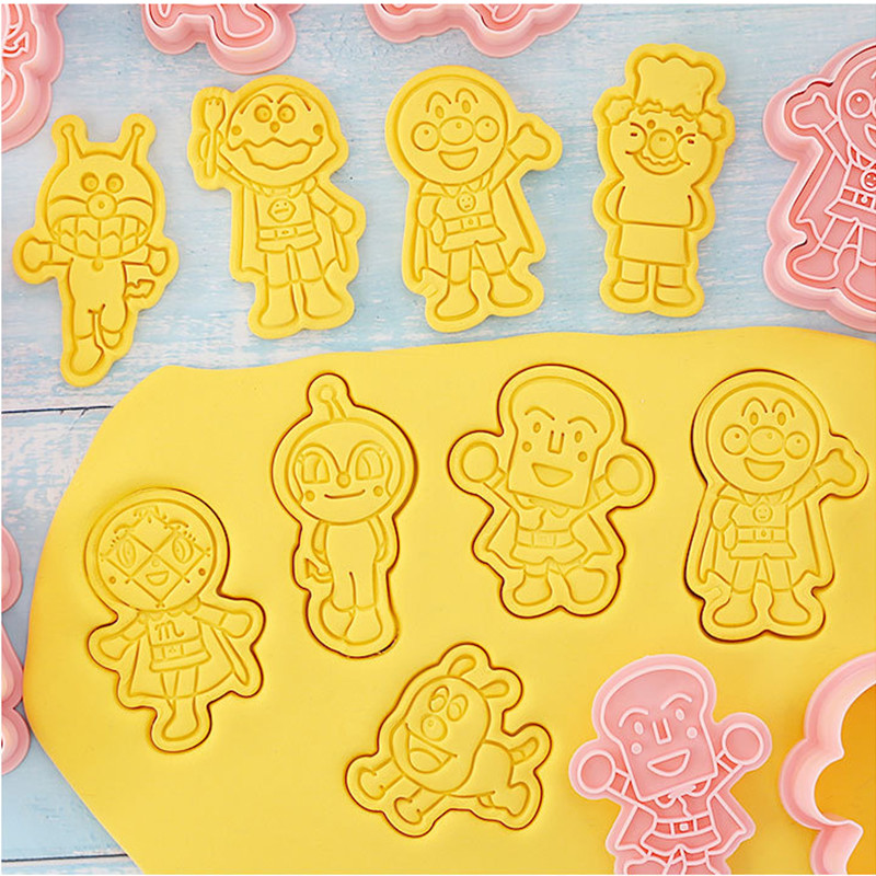 8 τεμάχια/σετ Κόφτες για μπισκότα κινουμένων σχεδίων τρισδιάστατη πλαστική φόρμα μπισκότων που πιέζεται με σφραγίδα μπισκότων κουζίνας Εργαλείο ψησίματος ζαχαροπλαστικής