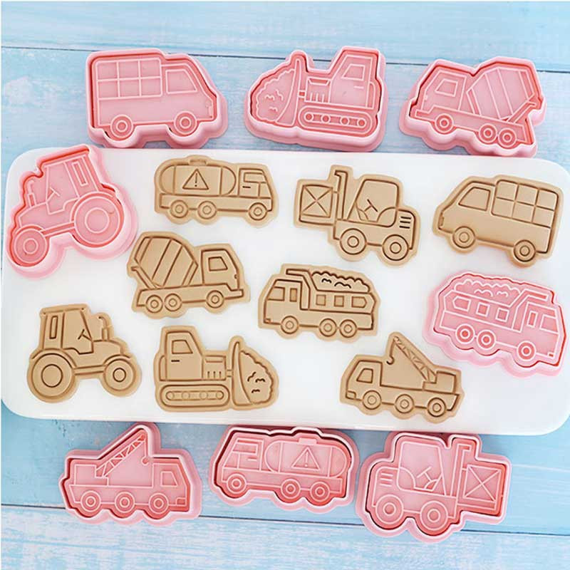 Μεταφορικά Κόφτες για μπισκότα DIY καρτούν καρτούν Πλαστική φόρμα ψησίματος Εργαλεία μπισκότων Εργαλεία διακόσμησης κέικ Κόφτες φόρμα μπισκότων