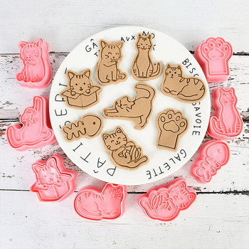 8Pcs/set 3D Dog And Cat Claw Bakeware Форма за бисквитки Форма за бисквити Направи си сам Карикатура Преса за печене Куче Подарък за рожден ден Торта Инструменти за бисквити