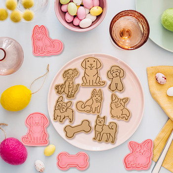 8 τεμάχια/σετ Τρισδιάστατα σκεύη ψησίματος για σκύλους και γάτας Φόρμα μπισκότων για μπισκότα DIY Cartoon Press Baking Mold Σκύλος Δώρο κέικ γενεθλίων Εργαλεία μπισκότων
