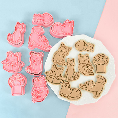 8 τεμάχια/σετ Τρισδιάστατα σκεύη ψησίματος για σκύλους και γάτας Φόρμα μπισκότων για μπισκότα DIY Cartoon Press Baking Mold Σκύλος Δώρο κέικ γενεθλίων Εργαλεία μπισκότων