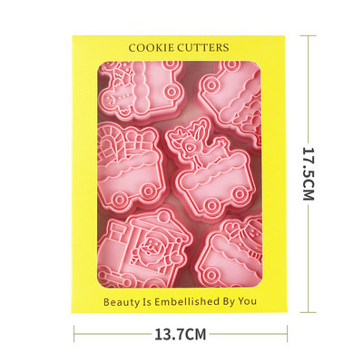 6 tk/komplekt jõulurongi küpsisevormi tempel biskviitvormi küpsiselõikur DIY fondant küpsetusvormi koogi kaunistamiseks küpsetusnõud