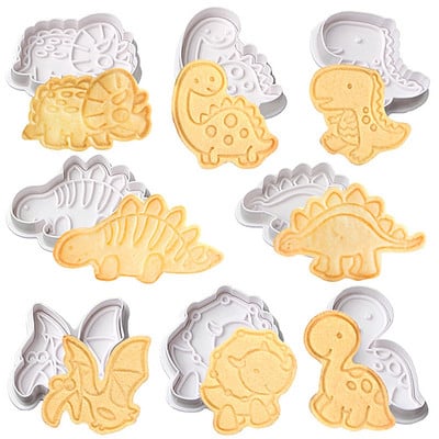 4Pcs Dinosaur Cookie Klip Rezač Crtani kalupi za pečenje Pečat čokolade Kalupi za kekse Kuhinjski alati za pečenje kolača u obliku životinje