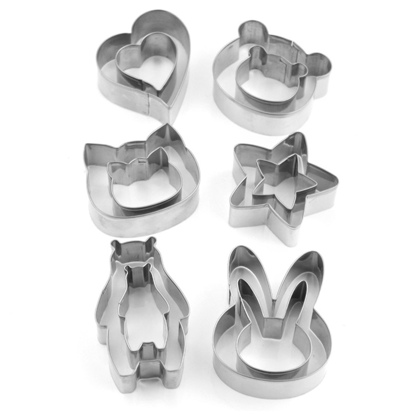 12 bucăți/set mini tăietor de biscuiți din oțel inoxidabil forme geometrice prese pentru prăjituri pentru patiserie fondant pentru biscuiți unelte de coacere