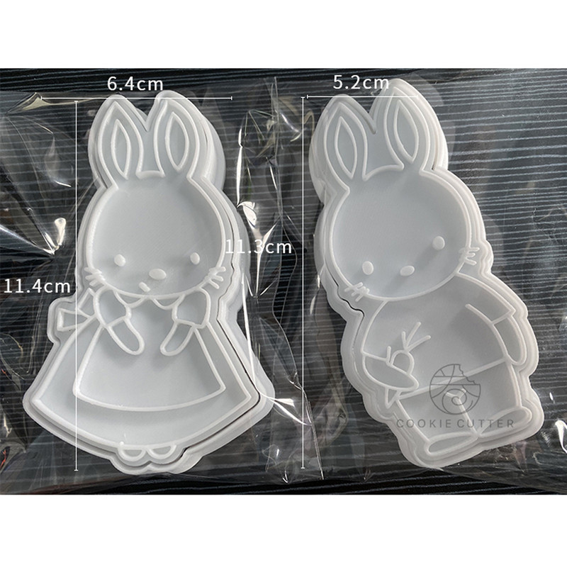 Πασχαλινή φόρμα για μπισκότο για πασχαλινό μπισκότο σε σχήμα κουνελιού PLA Πλαστική επαναχρησιμοποιήσιμη διακοσμητής κέικ με πίεση χεριών