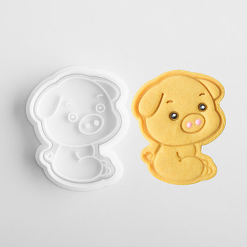3D форма за бисквити с животни Пластмасова форма за печат за бисквитки Сладка карикатура Лъв Бухал Котка Форма за бисквити Парти форма за печене Кухненски инструменти