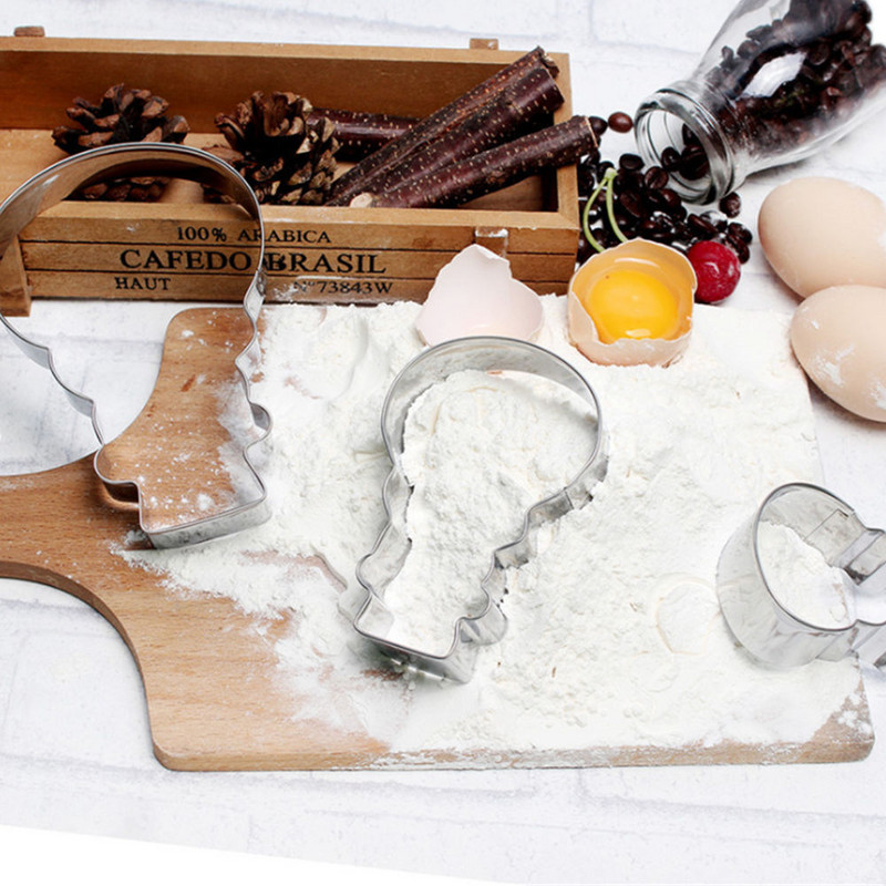 Χριστουγεννιάτικο Σετ Κόφτης για Μπισκότα Χιονάνθρωπος Φόρμες για μπισκότα 3 τεμαχίων Ένα σετ Gingerbread Boy Candy Cutters αξεσουάρ ψησίματος μπισκότο