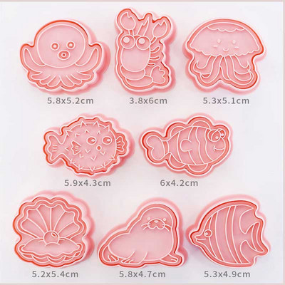 8 τεμάχια/σετ Κόφτης μπισκότων και εκτυπωτές καρτούν Μούχλα για μπισκότα ζώων Σκύλος γάτα Φόρμα ψησίματος για κέικ Διακόσμηση Αξεσουάρ κουζίνας Εργαλεία