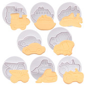 4 buc/set 3D matriță de biscuiți, avion, mașină, vehicule de inginerie, tăietoare de prăjituri, fondant, patiserie, ciocolată, ciocolată, unelte de coacere pentru prăjituri