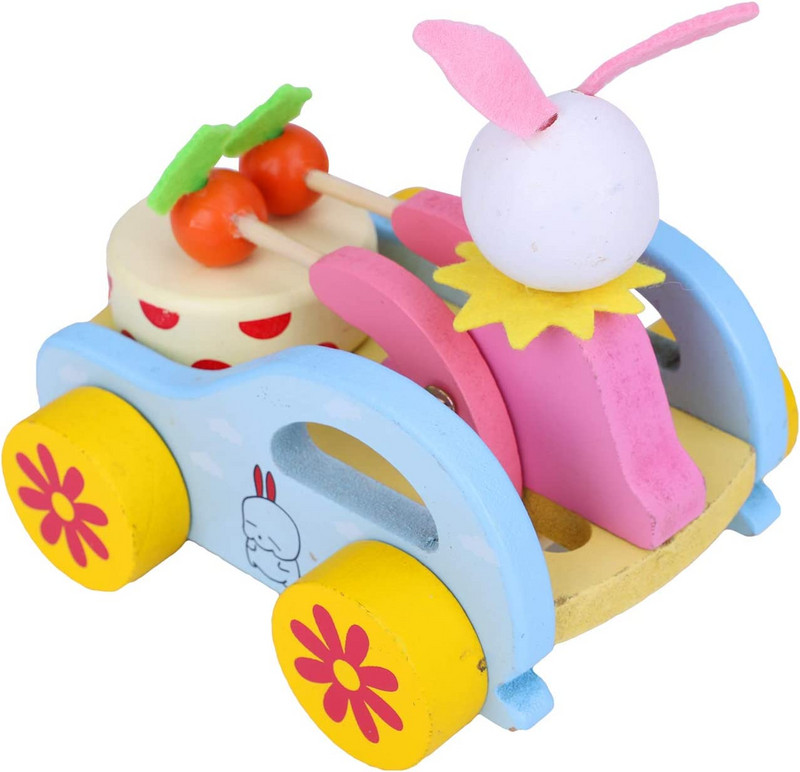 Играчка Ahelos, Заек, За дърпане, Дървена, Мнгоцветна
