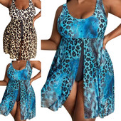 2023 New Fattened Enlarged Swimsuit Leopard Print Μπλούζα παραλίας Μαγιό Γυναικεία μαγιό