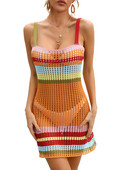 Ženske maske za kupaći kostim, izdubljeni bikini bez rukava Coverup za plažu, prugasta haljina bez rukava, bez rukava, kupaći kostim