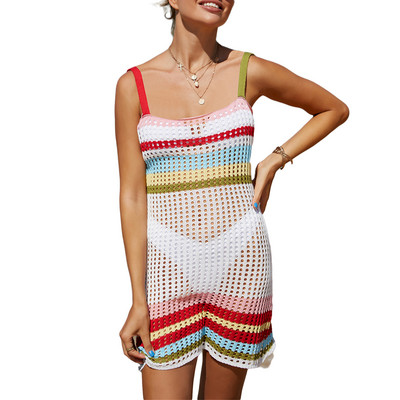 Ženske maske za kupaći kostim, izdubljeni bikini bez rukava Coverup za plažu, prugasta haljina bez rukava, bez rukava, kupaći kostim