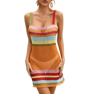 Ženske maske za kupaći kostim, izdubljeni bikini bez rukava Coverup za plažu, prugasta haljina bez rukava, bez rukava, kupaći kostim