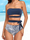 2023 Μπαντό μπικίνι γυναικείο τριγωνικό μαγιό Ψηλόμεσο γυναικείο μαγιό λουτρό με στάμπα με φύλλα