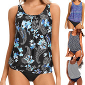 2023 Costume de baie Tankini cu imprimeu cu flori de talie mare Costum de baie pentru femei Costum de baie pentru femei două piese Costume de plajă Swim Lady