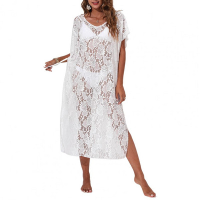 Bikiinid Cover Up Perspective Lahtised Mugavad ujumisriided Cover Up Rannarõivad Polüesterpitsdisain Beach Cover Up Rannarõivad