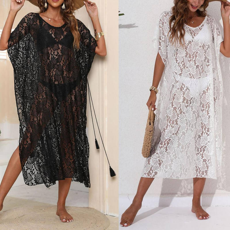 Bikiinid Cover Up Perspective Lahtised Mugavad ujumisriided Cover Up Rannarõivad Polüesterpitsdisain Beach Cover Up Rannarõivad