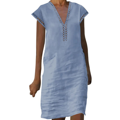 Ženska modna haljina bez rukava u boemskom odmaralištu s O izrezom Ljetna opuštena ležerna haljina sarafana Udobne mekane prozračne haljine