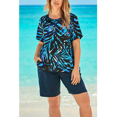 Peldkostīma priekšējais rāvējslēdzējs Camisole Velosipēdu šorti Divdaļīgi Tankini Print Peldkostīms Peldkostīms Sieviešu Bikini Komplekts Peldkostīmi Sieviešu