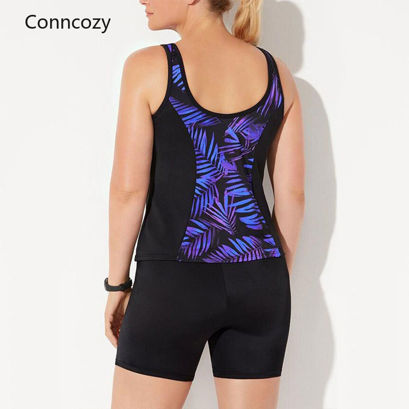 Peldkostīma priekšējais rāvējslēdzējs Camisole Velosipēdu šorti Divdaļīgi Tankini Print Peldkostīms Peldkostīms Sieviešu Bikini Komplekts Peldkostīmi Sieviešu