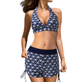 Nyári női fürdőruha 2023 új Tankini szettek kétrészes fürdőruha rövidnadrág szettek Crop top+boxer rövidnadrág fürdőruha strandruha