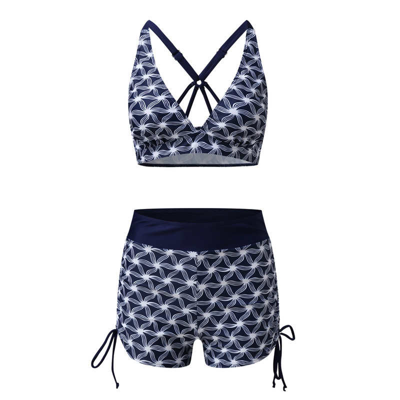 Nyári női fürdőruha 2023 új Tankini szettek kétrészes fürdőruha rövidnadrág szettek Crop top+boxer rövidnadrág fürdőruha strandruha