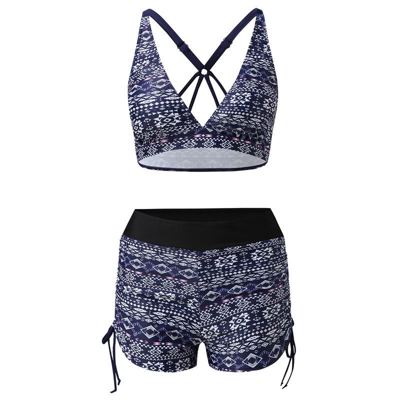 Nyári női fürdőruha 2023 új Tankini szettek kétrészes fürdőruha rövidnadrág szettek Crop top+boxer rövidnadrág fürdőruha strandruha