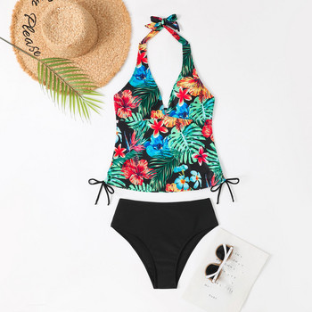 Γυναικεία μαγιό Blouson Tankini Loose Fit Floral printed American Swimsuit Γυναικεία Γυναικεία μαγιό Σορτς δύο τεμαχίων