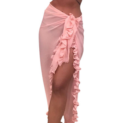 Beach Sarong Pareo Wrap φούστες για γυναικεία ημιδιαφανή μαγιό Cover Ups Κοντή μακριά φούστα με φούντες Ενδύματα παραλίας